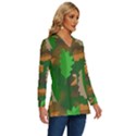 Leaves Foliage Pattern Oak Autumn Long Sleeve Drawstring Hooded Top View3