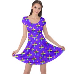 Abstract Background Cross Hashtag Cap Sleeve Dress