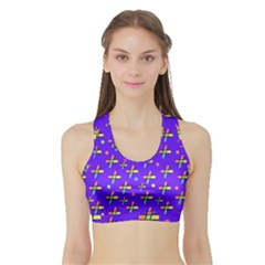 Abstract Background Cross Hashtag Sports Bra With Border