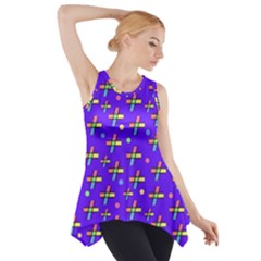 Abstract Background Cross Hashtag Side Drop Tank Tunic