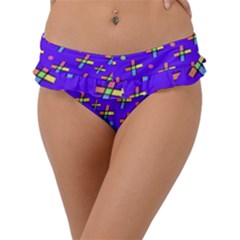 Abstract Background Cross Hashtag Frill Bikini Bottoms