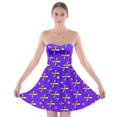 Abstract Background Cross Hashtag Strapless Bra Top Dress