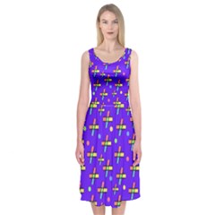 Abstract Background Cross Hashtag Midi Sleeveless Dress