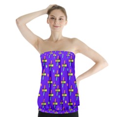 Abstract Background Cross Hashtag Strapless Top by Maspions