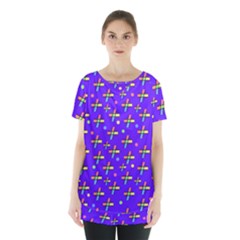 Abstract Background Cross Hashtag Skirt Hem Sports Top