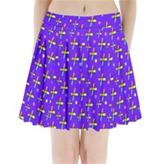 Abstract Background Cross Hashtag Pleated Mini Skirt