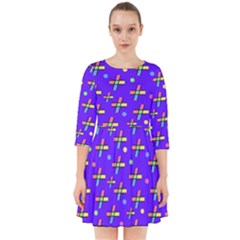 Abstract Background Cross Hashtag Smock Dress