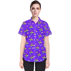 Abstract Background Cross Hashtag Women s Short Sleeve Shirt