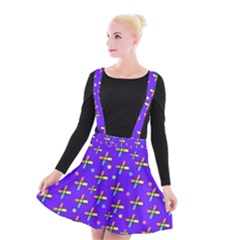 Abstract Background Cross Hashtag Suspender Skater Skirt