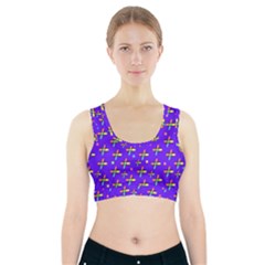 Abstract Background Cross Hashtag Sports Bra With Pocket