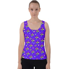 Abstract Background Cross Hashtag Velvet Tank Top