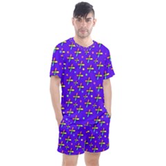 Abstract Background Cross Hashtag Men s Mesh T-shirt And Shorts Set