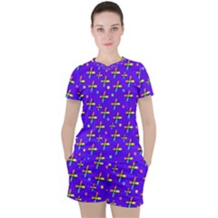 Abstract Background Cross Hashtag Women s T-shirt And Shorts Set