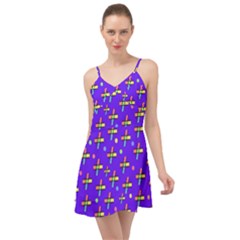 Abstract Background Cross Hashtag Summer Time Chiffon Dress