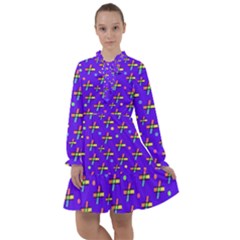 Abstract Background Cross Hashtag All Frills Chiffon Dress