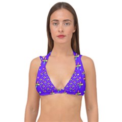 Abstract Background Cross Hashtag Double Strap Halter Bikini Top by Maspions