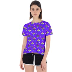 Abstract Background Cross Hashtag Open Back Sport T-shirt