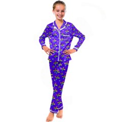 Abstract Background Cross Hashtag Kids  Satin Long Sleeve Pajamas Set