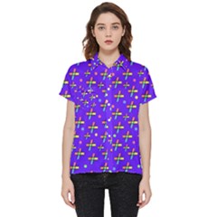 Abstract Background Cross Hashtag Short Sleeve Pocket Shirt