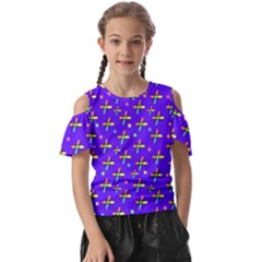 Abstract Background Cross Hashtag Kids  Butterfly Cutout T-shirt