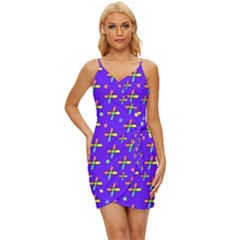 Abstract Background Cross Hashtag Wrap Tie Front Dress by Maspions