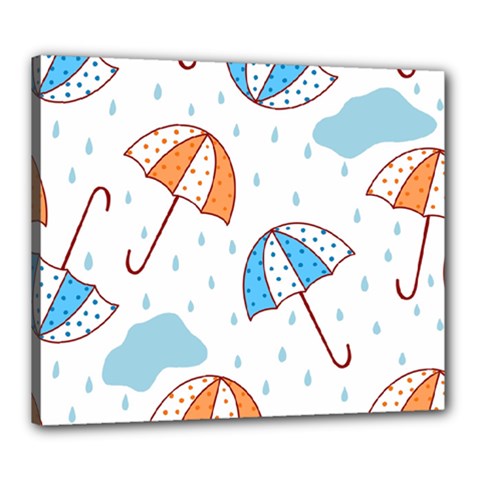 Rain Umbrella Pattern Water Canvas 24  X 20  (stretched)