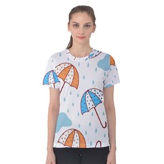 Rain Umbrella Pattern Water Women s Cotton T-shirt