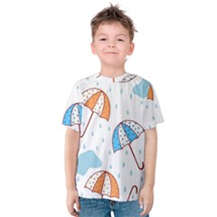 Rain Umbrella Pattern Water Kids  Cotton T-shirt