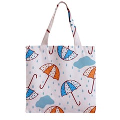 Rain Umbrella Pattern Water Zipper Grocery Tote Bag