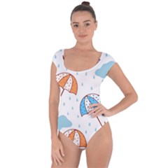 Rain Umbrella Pattern Water Short Sleeve Leotard 