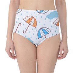 Rain Umbrella Pattern Water Classic High-waist Bikini Bottoms by Maspions