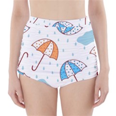 Rain Umbrella Pattern Water High-waisted Bikini Bottoms