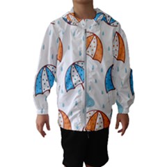 Rain Umbrella Pattern Water Kids  Hooded Windbreaker