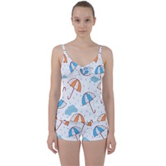 Rain Umbrella Pattern Water Tie Front Two Piece Tankini