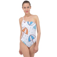 Rain Umbrella Pattern Water Classic One Shoulder Swimsuit