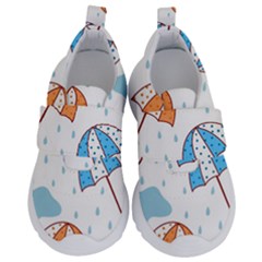 Rain Umbrella Pattern Water Kids  Velcro No Lace Shoes