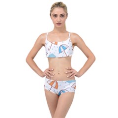 Rain Umbrella Pattern Water Layered Top Bikini Set