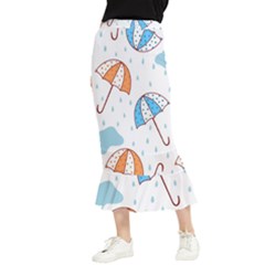 Rain Umbrella Pattern Water Maxi Fishtail Chiffon Skirt by Maspions