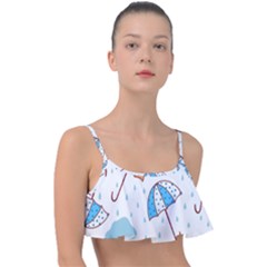 Rain Umbrella Pattern Water Frill Bikini Top