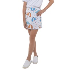 Rain Umbrella Pattern Water Kids  Tennis Skirt