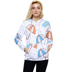 Rain Umbrella Pattern Water Women s Lightweight Drawstring Hoodie