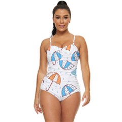 Rain Umbrella Pattern Water Retro Full Coverage Swimsuit