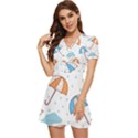 Rain Umbrella Pattern Water V-Neck High Waist Chiffon Mini Dress View2