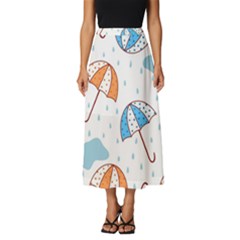 Rain Umbrella Pattern Water Classic Midi Chiffon Skirt