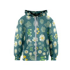 Drawing Flowers Meadow White Kids  Zipper Hoodie