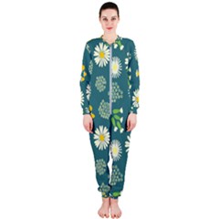 Drawing Flowers Meadow White Onepiece Jumpsuit (ladies)