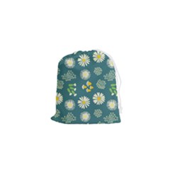 Drawing Flowers Meadow White Drawstring Pouch (xs)