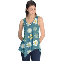 Drawing Flowers Meadow White Sleeveless Tunic