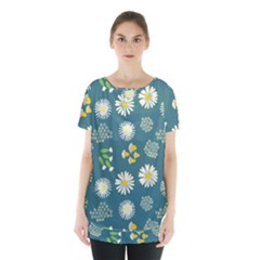 Drawing Flowers Meadow White Skirt Hem Sports Top