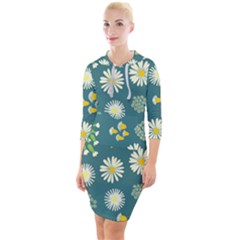 Drawing Flowers Meadow White Quarter Sleeve Hood Bodycon Dress by Maspions